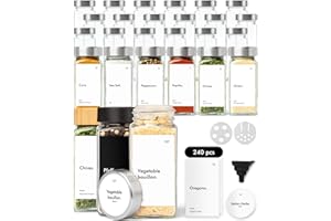 KIVY Słoiki na przyprawy z wkładem do posypywania [24 x 120 ml] + 240 wodoodpornych etykiet – hermetyczne pojemniki na przyprawy – zestaw pojemników na przyprawy – szklane pojemniki na przyprawy –