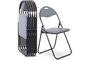 ‎MACOSHOPDE BY MACO MÖBEL Raburg Klappstuhl 6er-Set, praktisches Gästestuhl-Set zum Klappen, gepolstert, leicht & bequem, Belastbarkeit 100 kg, Metallgestell, für Gäste, Büro, Event & Party, Paul, Grau/Schwarz