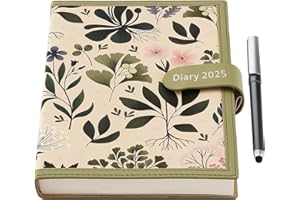 Mcdsuc Diary 2025 A5 Page a Day,Soft Cover Productivity Organiser Daily &Monthly Planner from Jan to Dec 2025,A5 Day to View Planner with Pen,Stickers,Monthly Tabs,3Bookmarks,Back Pocket