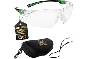 Wild Polar Premium Adjustable Safety Glasses for Work - With Case and Neck Cord - Anti-Fog Coating, Comfortable Fit, and Maximum Durability and Anti Scratch for All-Day Wear