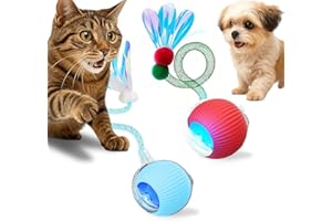 BIRDTOBR Pelota Interactiva para Gatos Smart Rolling Ball 360° Rotating Recargable, Activo, Gato, Perro, Mascota con Luz LED Materiales duraderos y seguros Evitar obstáculos Tres Modos de Trabajo Pelota