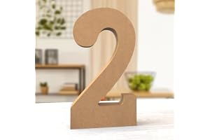 Aruatu Chiffres en bois de balsa brut de 30,5 cm pour décoration murale, chiffres décoratifs sur pied, grands chiffres pour décoration murale pour travaux manuels, projets de fête à la maison (2)