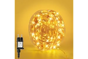‎BOWFAR Bowfar Lichterkette Kupferdraht 10M 100LED Warmweiß Lichterkette Innen mit Stecker und Memory Funktion, IP65 Wasserdicht Lichterkette Draht Strombetrieben für Außen Weihnachten Hochzeit Garten Party