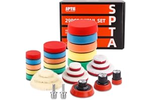 Mini gąbka do polerowania SPTA, tarcze do polerowania samochodu, detailingu, zestaw piankowych podkładek polerskich M14, adapter do szlifierki polerskiej, 29 szt. 25 mm, 50 mm i 80 mm, HPM14WS123