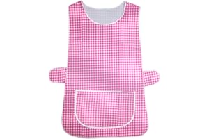 MyShoeStore Pack of 2 Ladies Womens Tabard Home Work Kitchen Cleaning Chef Catering Cleaners Workwear Overall Piping Edge Tabbard Apron With Large Pocket Side Button Fastening Plus Big Size S-3XL