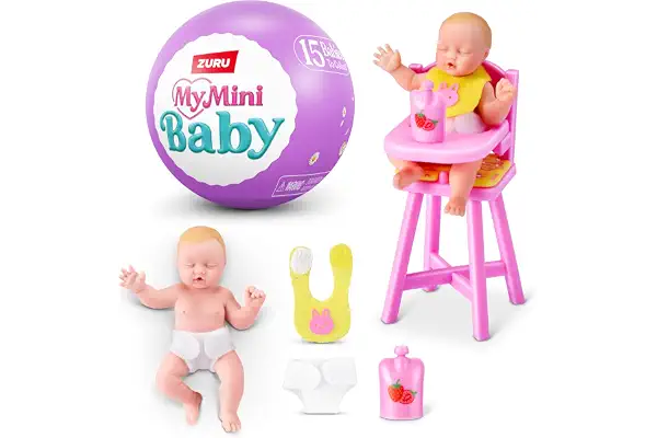 My Mini Baby Serie 2 de ZURU, cápsula misteriosa Coleccionable, Juguete para niñas, bebé Realista en Miniatura, Kit de Juego y Accesorios