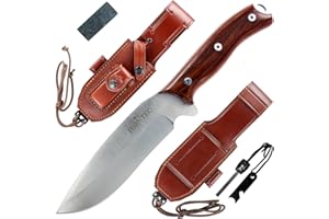 JEO-TEC Nº9 Coltello da Sopravvivenza Caccia Pesca Outdoor Campeggio, Lama in acciaio inox MOVA (Molybdenum-Vanadium, HRC 56-58), Custodia, Fatto a mano in Spagna