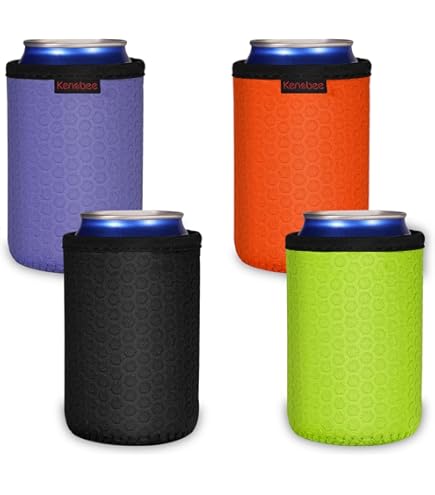 Canette Isotherme 4 Manchons Canettes Isolants - Néoprène - Antidérapants - Couleurs Assorties Housses Isothermes Canettes