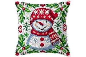 YOOTOM Knüpfhaken Kissen Kits für Kinder,DIY Knüpfteppich Zum Selber Knüpf-Sets Kissenbezug Teppich Stickerei Set,Christmas Latch Hook Kits 43x43cm