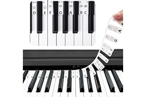 SUNICO Piano Keyboard Stickers - Large Bold Letter Piano Key Stickers Made of Silicone Reusable removable piano keyboard note labels keyboard note stickers