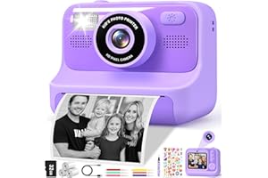 Subtail Kids Camera Instant Print - 2.4'' Instant Camera for Kids with 32GB Card | 3 Rolls Print Paper - 1080P Selfie Kids Digital Cameras - Birthday Kids Toys Gifts for Girls Boys Aged 3-12 - Purple