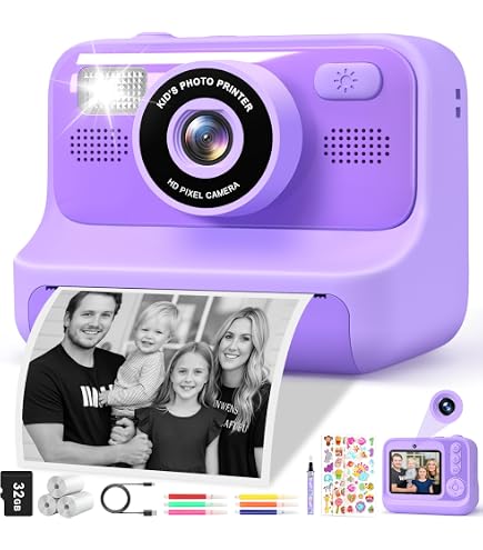 BITIWEND Fotocamera Digitale Per Bambini Con Stampata Integrata, HD 1080P E Schermo Da 2,4 Pollici, Include Scheda SD Da 16GB E Carta Per Stampare - 3
