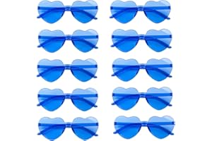 Widisun Herzförmige randlose Brille, 10 Stück, flippige Herz-Partybrille, Hippie-Herz-Brille für Frauen, Mädchen, Kinder, Erwachsene, Geburtstag, Festival, Verkleidung, Cosplay, Kostümzubehör