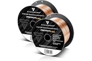 STAHLWERK MIG/MAG Stahl Schweißdraht Ø 0,8 mm ER70S-6 (SG2) – 2 Stück je 1 kg D100-Spule für 16 mm Dorn, universell einsetzbar, hochwertiger Schweißmassivdraht für alle Stahlarbeiten mit Schutzgas
