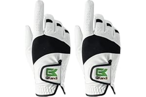 GKANDI Golf Gloves Men Left Hand Right Leather Cabretta Upgraded All Weather Value 2 Pack, Mens Golf Gloves Right Handed Golfer Durability Comfortable Fit