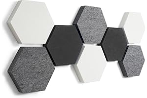 FENNEXT® Panneaux de mousse acoustique, isolation sonore à partir d'un voile acoustique de haute qualité pour le jeu, à domicile, le studio, Panneau de mousse acoustique, Kit de départ 8x VLIES GRIS