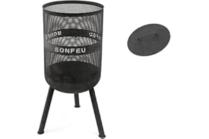 BonFeu BonVes - Brasero Extérieur Barbecue Avec Grill - Plancha Pour Jardin (Noir, Ø 45 cm)
