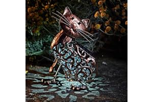 Garden mile Solar Cat Statue Garden Ornaments Outdoor with LED Colour Changing Solar Powered Lights Waterproof Garden Cat Statue Figurine for Patio, Gardening Gifts, Gift for Cat Lovers
