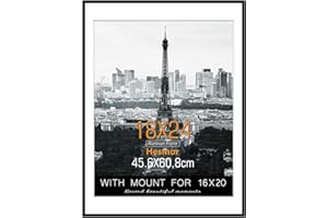 Hesmor 24x18 Inch Picture Frame Black Famlily Photo Frame Aluminum Acrylic with Clear Plexiglass for Wall Mounting, Frames 45cm x 60cm Single Poster Frame with Mat for Portrait, Printing, Landscape