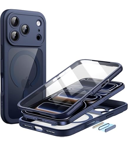 CD metalen ring en veiligheidsslot] Magnetische 360 graden volledige bescherming voor iPhone 17 Pro Max 6,9 inch [Geïntegreerde lensbescherming] beschermhoes met geïntegreerd 9H glazen scherm