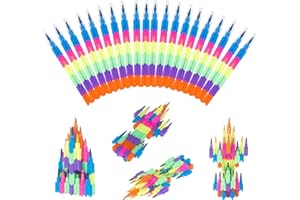 FORMIZON Lot de 20 Crayons Bloc Construction, Couleur 6 en 1 Crayons Empilables, Stylos de Couleur Crayons de Cire Empilable pour Cadeau D'anniversaire, Jouets de (1)
