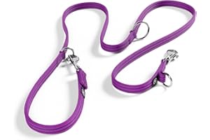 BullyBillows Double Ended Training Dog Lead | Multi-Functional Training Dog Lead | Medium Or Long Length For Obedience Training Or Distance Work | Purple