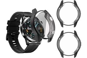 sciuU kompatybilny z Huawei GT 2 (46 mm, wydany w 2019), [Zestaw 3] Etui ochronne z osłoną ekranu TPU, odporne na wstrząsy etui do Smart Watch Huawei GT 2 Gener. - Czarny x 3