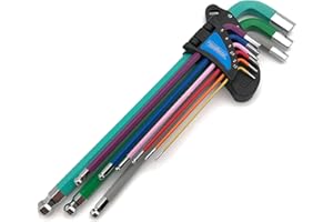 HemBorta® Chiavi Esagonali Extra Lunghe 9 PZ, Chiavi a Brugola Esagonali con Testa a Sfera 1,5-10 mm, Acciaio Trattato Termicamente 1,5, 2, 2, 3, 4, 5, 6, 8, 10 mm