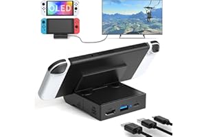 Younik Switch Dock dla NS Switch/Switch OLED, stacja dokująca Switch z portem HDMI i USB 3.0, przenośna stacja dokująca Switch TV z szybką projekcją 1080P HD, zamiennik podstawki ładującej Switch