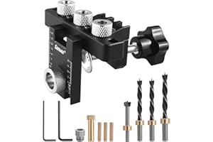 PYRRHONIAN Pocket Hole Jig Kit, 3-in-1 Bohrschablone für die Holzbearbeitung Exkte Dübellöcher, Positionierungsclip verstellbare Bohrführung Puncher Locator, 8/10/15mmTaschenloch holzdübel bohrschablone set