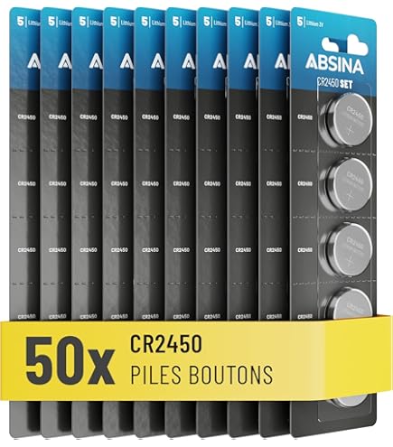 Lot De 5 Piles CR2032 Lithium 3V ABSINA - Longue Durée, étanches, Pour Clés De Voiture, Calculatrices, Etc.