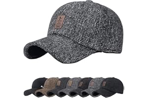 YKDLLF Gorra Hombre Curved Brim Cap de béisbol Protector con Hebilla Trasera Ajustable Forro Banda Gorra cálido Trampero piloto Sombreros Kent Visera esquí Caza Winter Cadet Trapper
