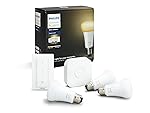 Philips Hue White Ambiance Starter Kit con 3 Lampadine, 1 Bridge e 1 Telecomando Dimmer Switch, 9W