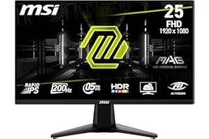 MSI MAG 255F E20 Écran Gaming 24,5" FHD - Dalle Rapid IPS 1920 x 1080, 200 Hz / 0,5 ms, HDR Ready, AMD FreeSync Premium, AI Vision, HDMI 2.0b, DP 1.2a, Design sans Cadre, inclinable, Compatible VESA,