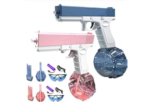 FUFRE Elektrische Wasserpistolen, EIN-Knopf-Automatik Wasserpistole Mit Doppelten Wassertank, 32 Fuß Reichweite, Wasserpistole Spielzeug Für Erwachsene Kinder Draussen Pool Strand Party (Rot + Blau)