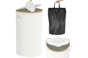 Pinlanuo Pfandflaschen Sammelbehälter, 100L Groß Pfandflaschen Behälter, Flaschensammler Leergut mit Deckel, Altglas Aufbewahrung mit Loch für Küche & Abstellraum cremefarben