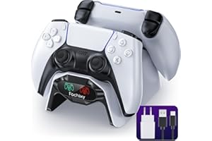 Fachixy 「2024 Nuovo」 Caricatore Joystick PS5, 2H Rapido Base Ricarica PS5 con Display LED di Ricarica, Con spine e cavi individuali, Caricatore Controller ps5 Compatibile