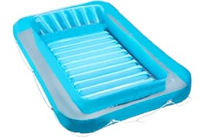 HOOVY Inflatable Tanning Pool Lounge Float | Personal Pool Lounger | Tanning Pool with Pillow | Inflatable Tanning Bed | Tanning Pool Bed (Blue) | 13 Years+
