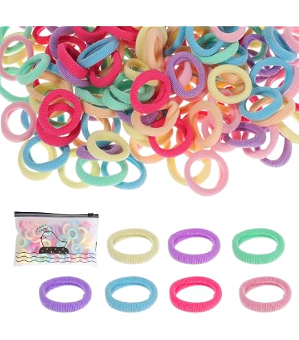 Lot De 24 élastiques à Cheveux Sans Métal - Couleurs Mélangées, Diamètre 35mm