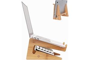 MOYUART Nuvograin - Supporto per computer portatile, in legno, verticale, in bambù, compatibile con MacBook Air Pro/Dell XPS/Surface pro/HP/Pixelbook/Lenovo, altri laptop da 13-17 pollici