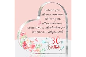 Brikabia 30th Birthday Gifts for Women, 30 Birthday Gift for Her Women Friends Wife, Happy 30th Birthday Gift Idea for 30 Year Old Women, Personalised Acrylic Keepsake 30th Birthday Decoration