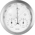 Station Météo Analogique Airself - Baromètre, Thermomètre, Hygromètre - Acier Inoxydable - Pour Intérieur/Extérieur