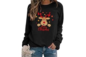 WIEIYM Christmas Sweatshirt Women Reindeer Graphic Print Jumper Long Sleeve Shirt Unisex Pullover Causal Crewneck Sweat Tops for Women/Men S-XXL