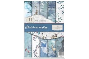 ITD Collection Papier de riz, Christmas in Blue, 29,7 x 21 cm