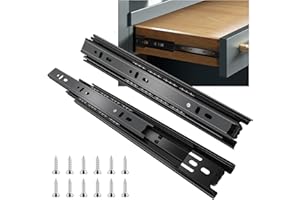 Sulawskys 6 paires glissières de tiroir 55 cm (12 pièces),glissiere pour tiroir, montage latéral,extension complète,coulisse tiroir avec roulements à billes, capacité de 45 kg, noir