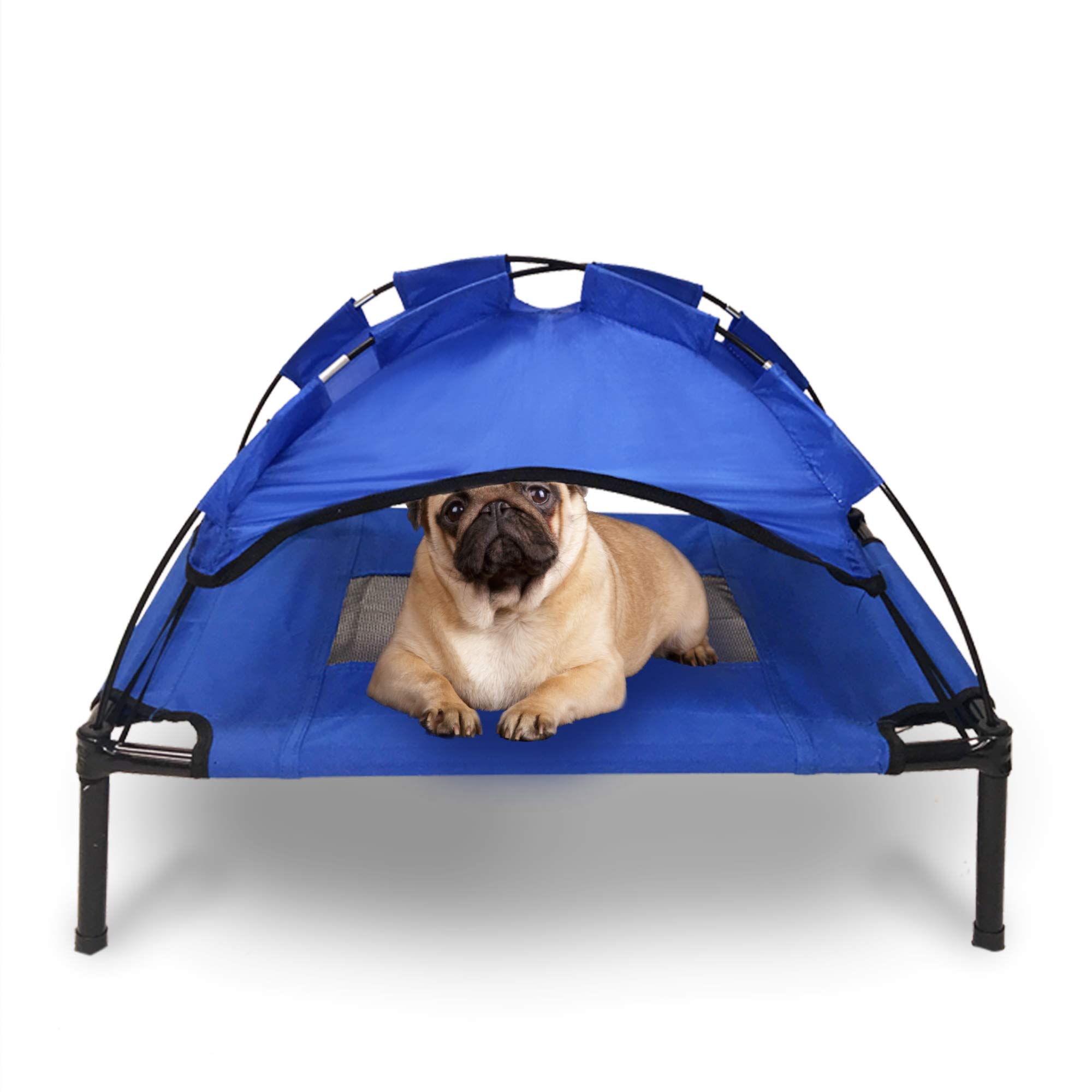 Elevated Dog Cot with Canopy Shade Raised Breathable Bed for Cooling