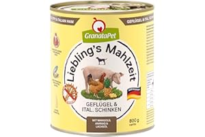 GranataPet Liebling's Repas pour Chien à la volaille et au Jambon Italien - Nourriture Humide pour Chien - sans céréales et sans Sucre - Aliment Complet - 6 x 800 g