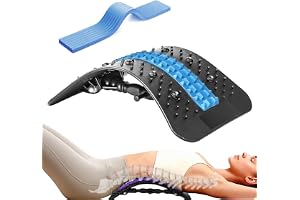 Cnwinu ryggsträckare, ryggtränare med massagepunkter, justerbar ryggsträckare, ländryggsstödbräda, ryggstödbräda för diskbråck, skolios och ischias (blåsvart)