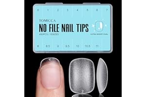 TOMICCA Kwadratowe owalne krótkie tipsy do paznokci, miękkie tipsy żelowe, pełne pokrycie, matowe tipsy do paznokci żelowych, 450 sztuk, 15 rozmiarów