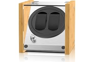 Watch Winder Smith Uhrenbeweger aus Bambusholz und Metall für 2 Uhren, WWS-B1BAM